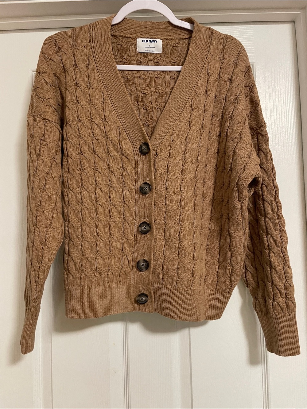 Old Navy Camel Tan Cable-Knit Button Cardigan